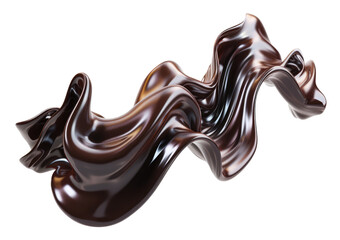 Chocolate colored cascading liquid streams abstract shape on transparent background. Generative Ai