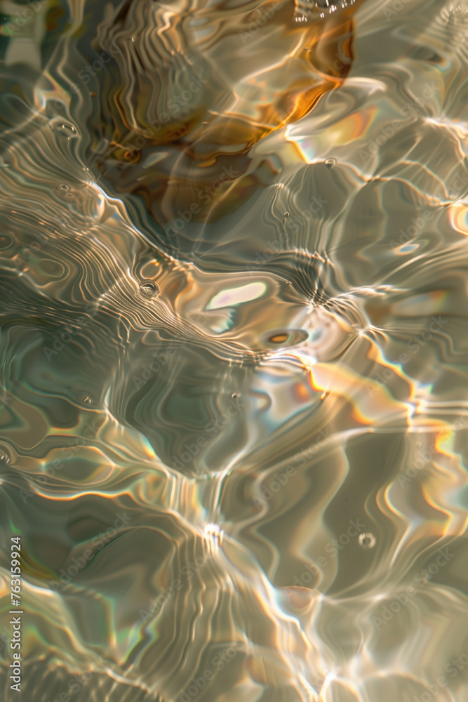 Poster beautiful ripple and caustics pattern on water surface. background image. created with generative ai