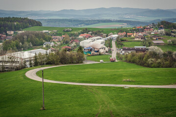 Obraz premium Aerial view of Jaroslavice district of Zlin city, Czech Republic