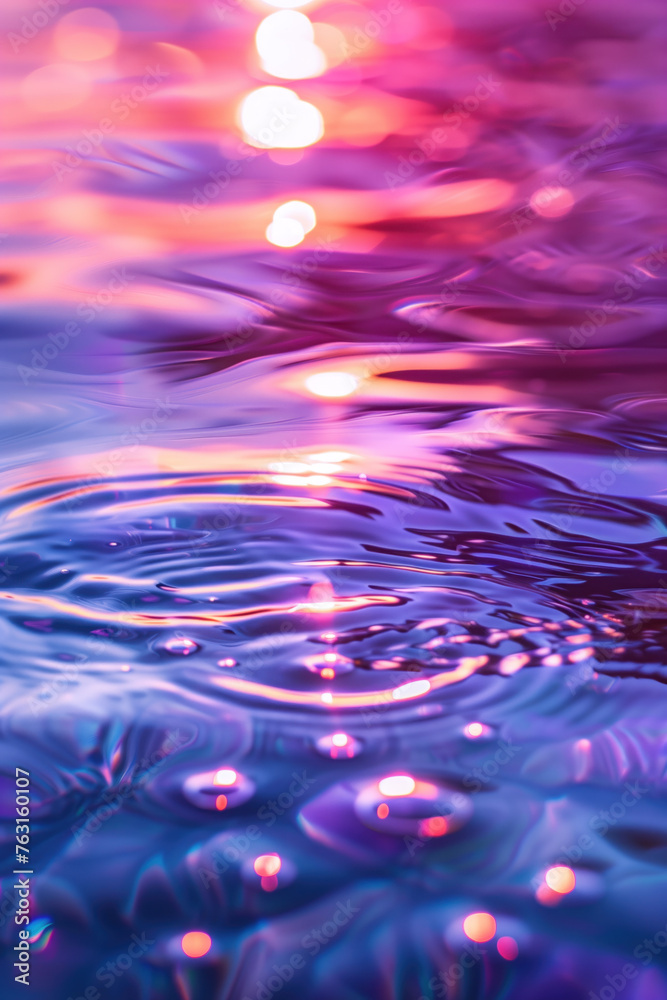 Poster beautiful ripple and caustics pattern on water surface. background image. created with generative ai
