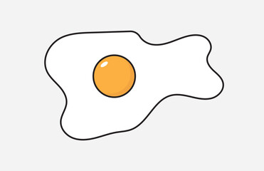 Fried scrambled egg icon. Top view closeup. Good morning. Breakfast menu. Cute cartoon food. Flat design. Gray background. Isolated. Vector illustration in eps 10.