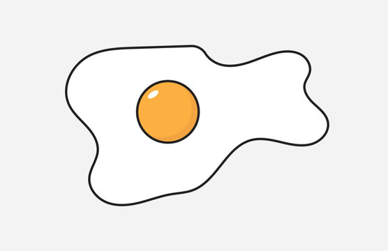 Fried scrambled egg icon. Top view closeup. Good morning. Breakfast menu. Cute cartoon food. Flat design. Gray background. Isolated. Vector illustration in eps 10.