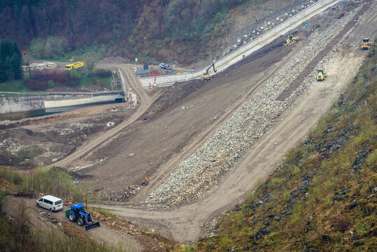 Dam on a Sance water reservoir in Stare Hamry, Moravian-Silesian Region, Czech Republic