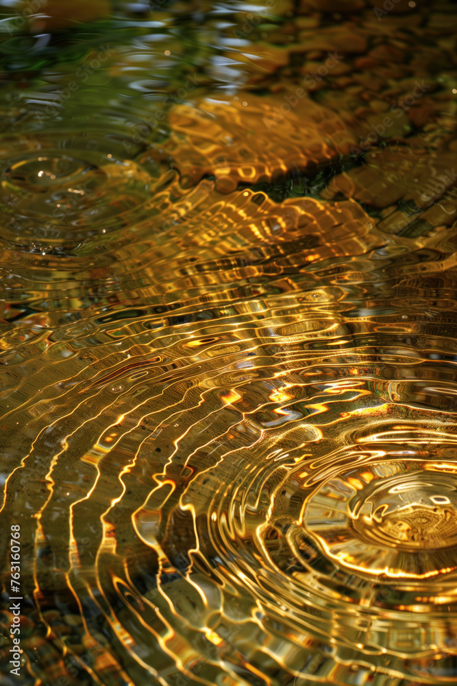 Poster beautiful ripple and caustics pattern on water surface. background image. created with generative ai
