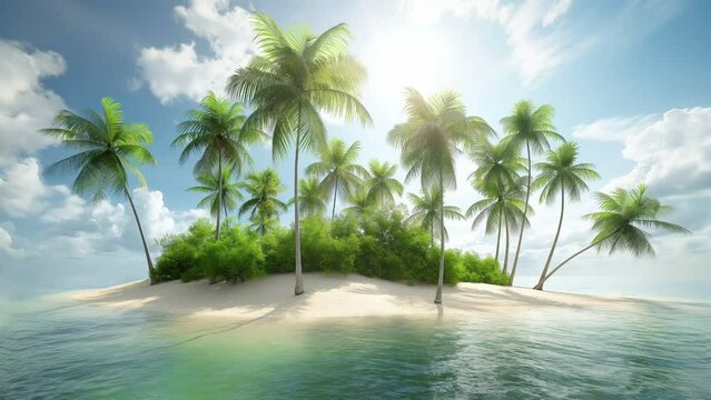 palm tree on the beach, seamless looping 4k animation video background 