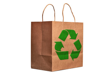 Luxury recycled paper shopping bag and recycling symbol
