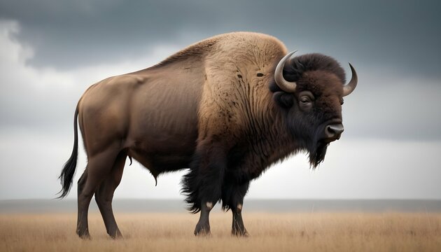 A Majestic Buffalo With Large Curved Horns Upscaled 4
