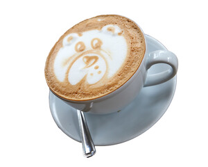Teddy bear latte art coffee cup