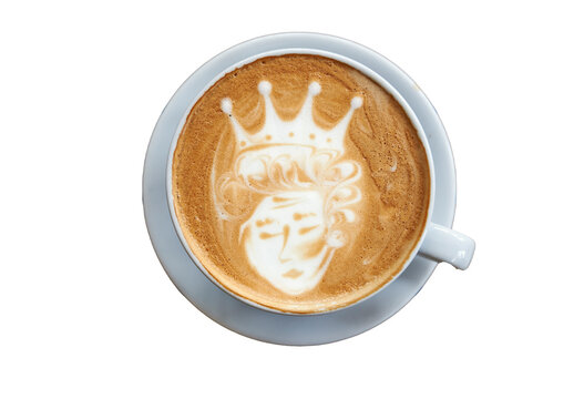 Queen latte art coffee cup