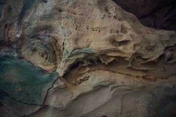 Beautiful natural landscape. Geological formation on the cave wall, an interesting natural phenomenon