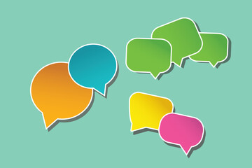 group of multicolor  speech bubbles shape isolated on green background