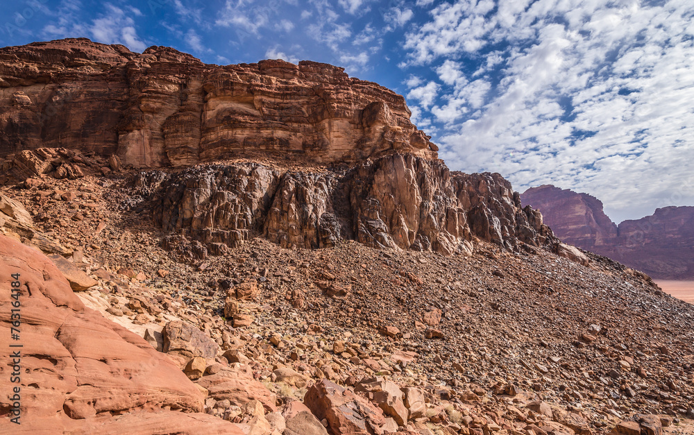 Poster Rock next to Lawrence spring in Wadi Rum - Valley of Sand, Jordan