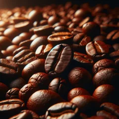 Keuken spatwand met foto Close-up of raw coffee beans © Henry