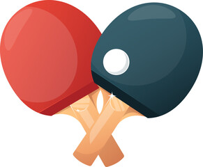 two rackets and a ping pong ball