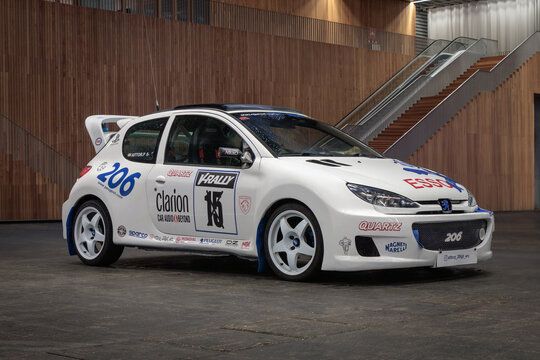 Bilbao, Spain-November 11, 2023: Peugeot 206 GTi 180 3-door hatchback in indoor parking