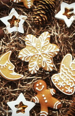 Christmas Cookies. Handmade Gift. Ney Year Concept. Top View. Vertical Photo