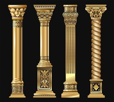 Set of classic gold columns