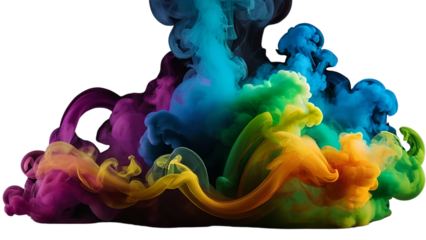 Colorful rainbow smoke like holi colors isolated on white background