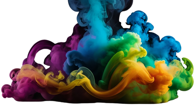 Colorful rainbow smoke like holi colors isolated on white background