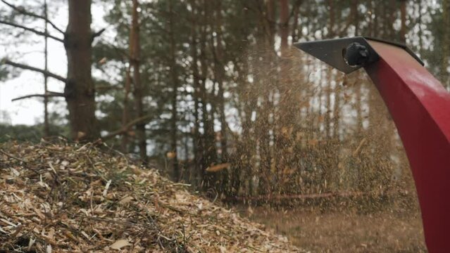 Wood chipper Machine. Super slow motion.