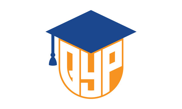 QYP initial letter academic logo design vector template. school college logo, university logo, graduation cap logo, institute logo, educational logo, library logo, teaching logo, book shop, varsity