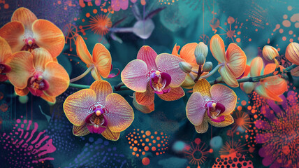 Fototapeta na wymiar Orchid flowers on a grunge background. Floral background.