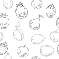 Seamless pattern. Hand drawing sketch fruits