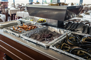 Interior of Baia Tejo Restaurante in Rosario locality, Portugal