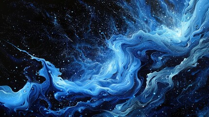 cosmic energy blue background. - obrazy, fototapety, plakaty