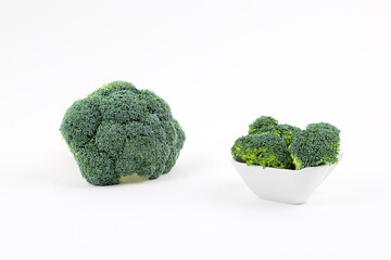 broccoli in bowl on a white background