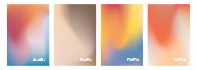 Set of abstract blurred backgrounds. Vibrant color gradients for creative graphic design. Vector illustration.