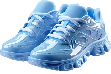 Blue sports sneakers on a transparent background