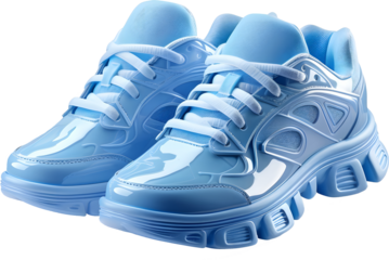 Blue sports sneakers on a transparent background