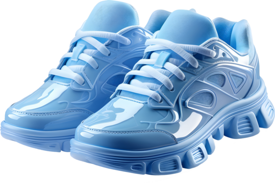 Blue sports sneakers on a transparent background