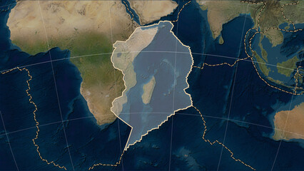 Volcanoes around the Somalian plate. Satellite map - obrazy, fototapety, plakaty