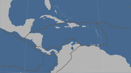 Near Caribbean plate. Boundaries. Contour map © Yarr65