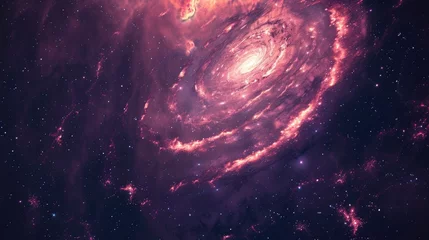 Poster A spiral galaxy in space red and purple colors © EMRAN