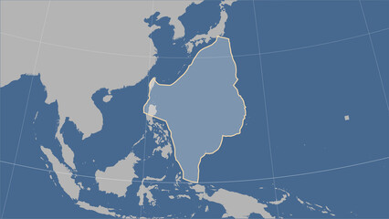 Philippine Sea tectonic plate. Contour map