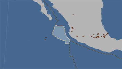 Earthquakes around the Rivera plate. Contour map