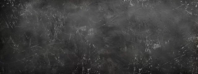 Foto op Canvas Black anthracite dark gray grey grunge old aged retro stone concrete cement blackboard chalkboard wall floor texture, with cracks - Abstract background banner panorama pattern design template.. © JovialFox