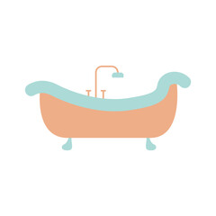 Bath icon vector. Bathroom color concept icon. Simple shower vector. A bathtub in a simple multi-colored style. Interior icon for web design. Bathroom furniture.