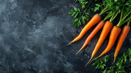 Fresh, ripe carrots serving both the backdrop and text space. Generative Ai - obrazy, fototapety, plakaty