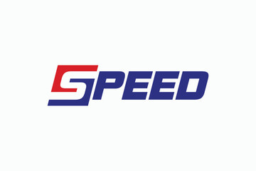 speed wordmark with letter s red and blue logo design