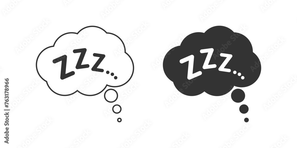 Wall mural Bubbles with sleeping ZZZ graphic icon. Signs isolated on white background. Vector illustration - Wall murals