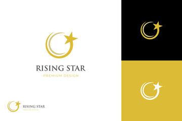 Golden Star Luxury logo icon design, Elegant and modern rising Star logotype design