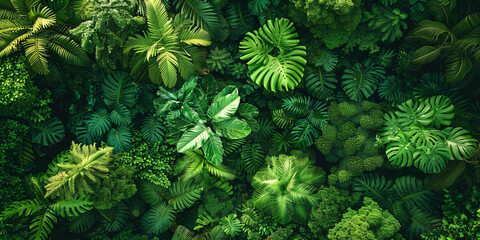 green eco concept in the rainforest - aerial view of the jungle