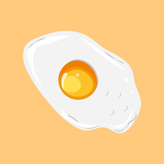 fried egg vector illustration, yellow background. 
