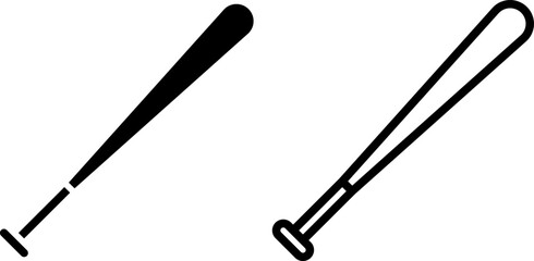 baseball stick icon, sign, or symbol in glyph and line style isolated on transparent background. Vector illustration