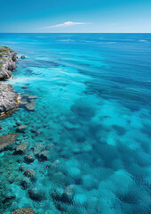 Obraz premium Beautiful coastal reef, bay. Clear blue ocean water. Travel destination. 