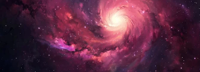 Poster A spiral galaxy in space red and purple colors © EMRAN